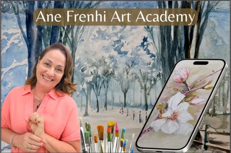 Capa do curso O Poder da Aquarela com a professora Ane Frenhi