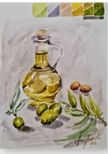 Garrafa de azeite em aquarela