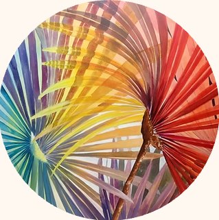Leque colorido em aquarela